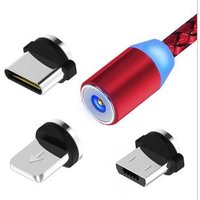 Magnetic Cable Micro USB Type C For iPhone Lightning Cable 1M 3A Fast Charging