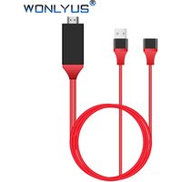 3 in 1 USB to HDMI Adapter Cable,1080P to HDTV Cord with USB Charging,Compatible with iOS/Micro USB/Type C Cellphone Tablet