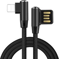 Double Angle Reversible Usb Charging Cable For iPhone X/XS Nylon Elbow Data USB Cable 90 Degree Charging Cable
