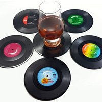 new 6 Pieces custom coasters Vinyl Record Disk soft silicone coaster set