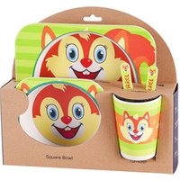 2019 New Product Ideas Children Tableware Feeding Children Plate Bamboo Fiber Animal Salad Children Tableware 5 Sets