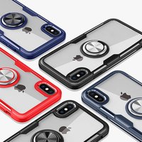 Transparent tpu acrylic magnetic ring phone case cover for iphone 6s 7 8 plus x xr xs max