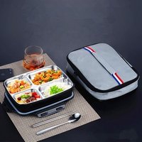 304 stainless steel insulated lunch box with lid bento box for students children dining room compartment