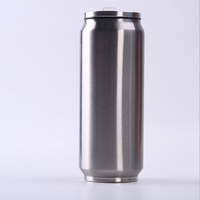 17oz Cola Tumbler Stainless Steel Cola Beer Soda Can with Flip-up Straw Double Wall Travel Mug with Lid