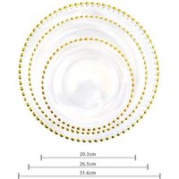 Crystal gold glass beaded charger plate wholesale