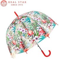 RST clear bubble dome shape flamingo cheap wholesale auto open gift ladies umbrella rain POE transparent Umbrella