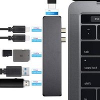 Type C Hub 7 in1 USB-C Hub Dual Type-C Aluminum Card Reader Adapter 4K HDMI For MacBook Pro