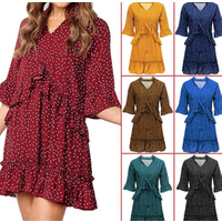 V Neck Chiffon Dress Spring Summer