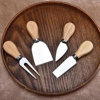 set of 4Stainless Steel Cheese Slicer Butter knife Set Cheese Butter Cake Board Cutter Tool Set Cutting Knife with Wooden Handle