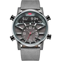 KAT-Wach 1819 Men's Digital+Quartz Watches Leather Strap Casual Creativity Dual 24-Hour Display Fashion Clock
