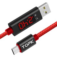 Free Shipping TOPK AC27 1M LED Current Display Nylon Braided Micro USB Cable