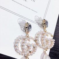 New creative retro personality earrings letter temperament ladies wild pearl long section European and American fashion ZA082