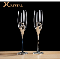Wedding Lover Against Cup Red Wine Goblet Crystal Diamond Champagne Glass With Heart Engraving