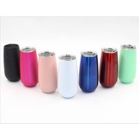 175ml/6oz Cute Mini BPA Free Food Grade stainless steel Wine Tumbler, cup with clear lid Vacuum Insulated tumbler