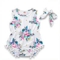 XH1424WH New Fashion Soft Baby Girls Romper High Quality Infants Flower Romper
