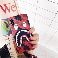 Fashion A Bathing Ape Bape Strap Personality Shark Camouflage Case for iPhone 8 Plus 7 Plus 6 6S 7 8Plus