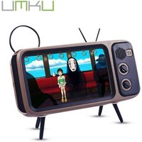 Bluetooth Wireless Retro TV Shape Speaker Play Mobile Phone Holder Watch Movie Stand