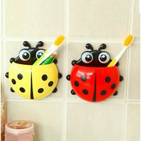 Ladybug Sucker Children Kids Toothbrush Holder Suction Hooks Toothbrush Wall Suction Bathroom Sets