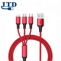 Nylon braided 3ft 6ft 10ft 3 in 1 usb 3.0 charger cable micro usb 8pin type C fast charging data cable for mobile phone