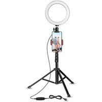 8" Selfie Ring Light with Tripod Stand & Cell Phone Holder for Live Stream/Makeup, Mini Led Camera Ringlight for YouTube Video
