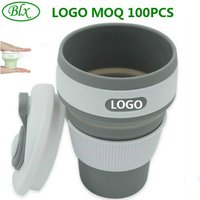 2018 New Free Sample Custom Logo Eco Friendly 12oz 350ml Silicone Reusable Folding Collapsible Coffee Cup with Lids And Sleeve