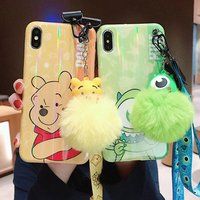 Monster University Mike Bear 3D TPU Strap Doll Personality Case for iPhone Xs Max Xs Xr X 6 6s Plus 7 8 Plus