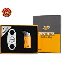 CIGARLOONG COHIBA Cigar Lighter Cigar Cutter Set of German Krupp Stainless Steel Cigar Scissors CL-TZ009