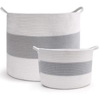 Large Cotton Rope Basket 15.8"x15.8"x13.8"-Baby Laundry Basket Woven Blanket Basket Nursery Bin