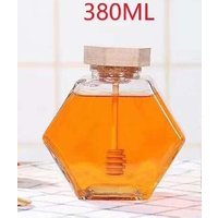 Wide mouth honey glass bottle jar hexagon honey jar