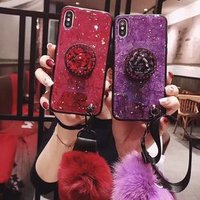 luxury phone case with phone holder and fur ball for oppo F11 PRO R17 PRO, fashion phone back cover for oppo A3S RENO X