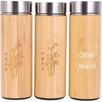 Eco Friendly Stainless Steel Tea Drinking Tumbler Vacuum Thermos Bamboo Flask with tea infuser
