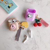 Amazon hot sale Japan Korea Chalie cartoon case for Air pods Wireless ear buds Case Anti-falling Hanging Rope