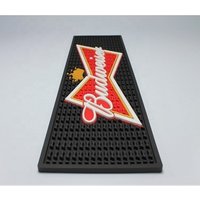 Custom Promotional Design Personalized Non Slip Printing Big Soft PVC Silicone Rubber Spill Beer Bar Runner Mat with Logos