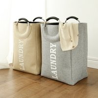 Foldable Canvas Laundry Hamper Basket Metal Handle