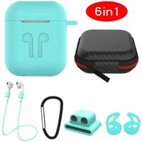 Amazon Hot 6 in 1 AirPod Case Cover set Silicone AirPod Case with Accessories Set in Travel Storage Bag