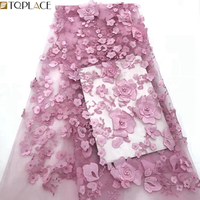Bridal 3D Flower Embroidered Tulle Lace Fabric for Wedding Dresses