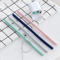 New 2019 Trending Product Hot Fancy Big Double Juice Organic Folding Reusable Silicone Drinking Straw
