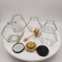 Hexagon Glass Honey Jar Metal Lid