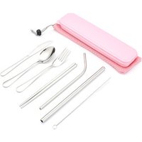 Stainless Steel Flatware set Knife Fork Spoon Straws Travel Camping Spork Cutlery Set With Case