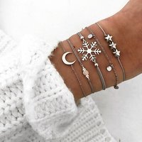 5Pcs/set Bohemian Stars Moon Bracelet Sets Snow Beads Charm Bracelets Bangles For Women 2019 Wholesale Jewelry (KB8159)