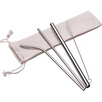Reusable Stainless Steel Straws Set Cleaning Brushes