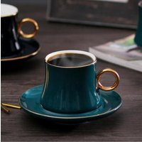200ml American light luxury high-end ceramic afternoon tea cup retro painted gold frank green coffee cup