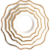 white color ceramic western style gold edge plate hotel wedding tableware dinnerware plates set 4pcs set plates for sale