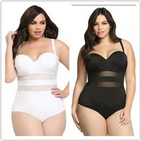 Plus Mesh Monokini Swimsuit Mature