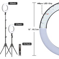 ZOMEI 18 INCHES 2700-5500K PHOTOGRAPHY 448 LEDS RING LAMP 58W SELFIE PORTABLE FLASH LIGHT