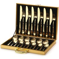Classic 24 Piece Gold Stainless Steel Cutlery Set For GIft