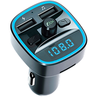 AGETUNR T25 Bluetooth 5.0 car fm transmitter microSD card/U-disk charging port 2.4A car mp3 player lighting effect design Black