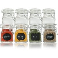 3oz Mini Square Clear Kitchen Storage Glass Spice Jar Container with Airtight Lids