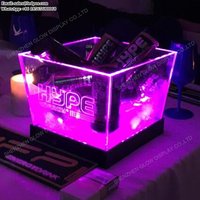 Rechargeable Color Changing Acrylic LED Bottle Cooler VIP Service Tray Energy Drink Can Ice Bucket