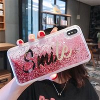 wholesale customized smile printed tpu liquid phone case for iphone x xs,for iPhone phone case glitter liquid water